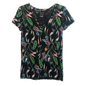 T shirt Black floral ,and ea wy ,Size- S
